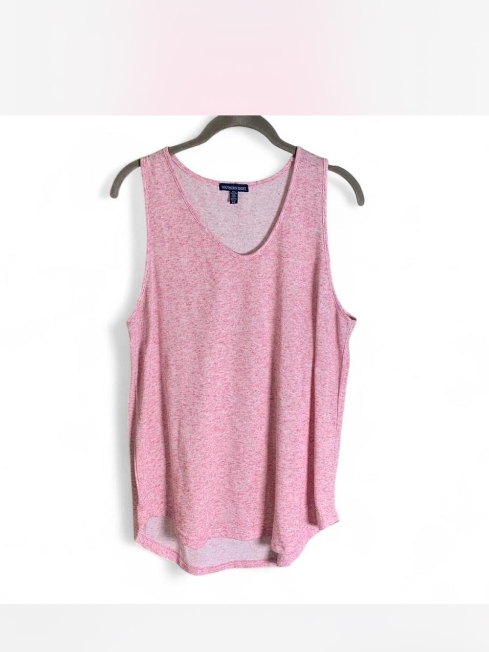 The Southern Shirt Company Pink Heather V-Neck Sleeveless Tank size L